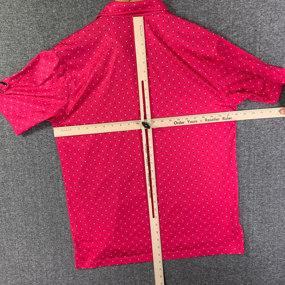 Donald Ross Geometric Polo Men Small Pink Ace Diamonds Hearts Golf Performance - Picture 7 of 10